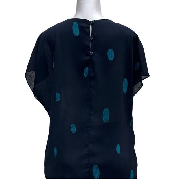 Vtg MAAS Brothers Blouse & Skirt 2Pc Set Size 14 Black Teal Printed Embellished - Picture 6 of 16